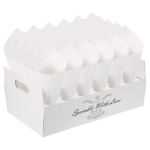 Uxcell Wedding Confetti Cones Holder Box, 30 Holes Confetti Stand Box Petals Flower Holder, White
