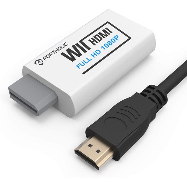 GHSDFBB Wii to HDMI Converter 1080P with 5ft High Speed HDMI Cable Wii2 HDMI Adapter Output Video&Audio with 3.5mm Jack Audio, Support All Wii Display 720P, NTSC, Compatible with Full HD Device