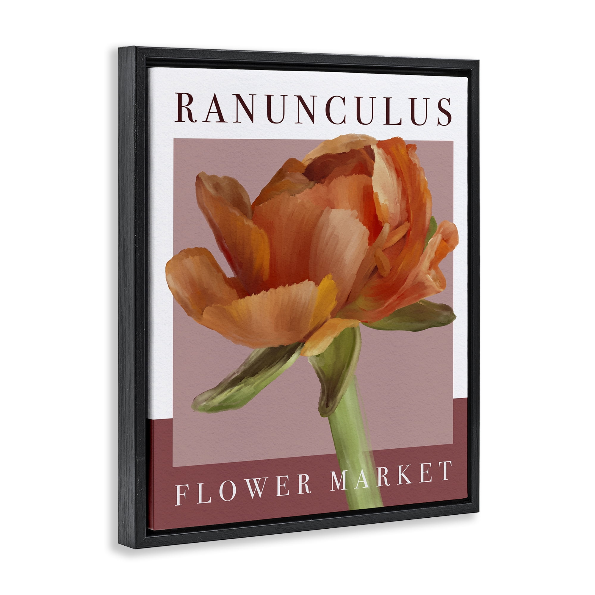 Stupell Industries Ranunculus Flower Market Black Framed Floater Canvas Wall Art, design by Jennifer Stith