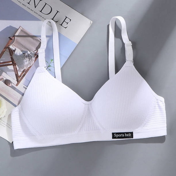 Ropa interior cómoda sin costuras de algodón puro para niñas, período de desarrollo, estudiante de secundaria, pecho pequeño, sujetador push up inalámbrico, fino