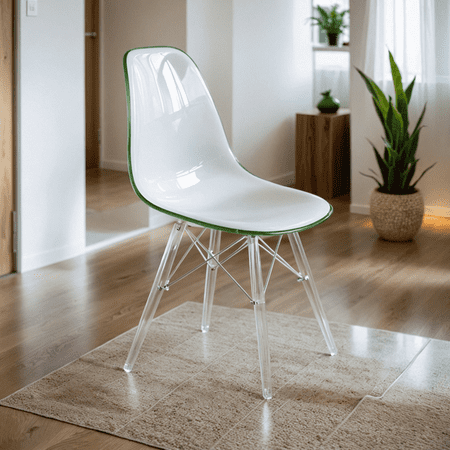 LeisureMod Cresco Molded Dining Side Chair - Acrylic Base Modern Accent Chair Kitchen and Dining Stool