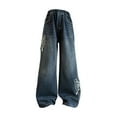thumbnail image 2 of GZEFJRQM Wide Leg Jeans for Girls Elastic Waist Straight Denim Pants Teens Cute Cotton Fall Clothes for Kids Streetwear Trendy Y2K Loose Fit Denim Trousers, 2 of 8