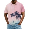 thumbnail image 2 of Felirenzacia Big and Tall Men's Polo, Short Sleeve Performance Golf Shirt Moisture Wicking Fabric Hawaiian Palm Tree Print Tee, Blue,4XL, 2 of 6