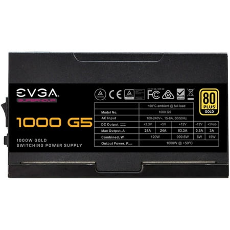 EVGA - G5 Series 1000W ATX12V/ EPS12V 80 Plus Gold Fully Modular Power Supply