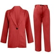 thumbnail image 5 of YUGYXL Women's 2 Piece Fashion Suits Lapel Collar Open Front Cardigan High Waist Suit Pant Outfit Fall Summer Casual Business Set Red L, 5 of 5