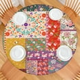 thumbnail image 2 of Wild Floral Bohemian 44Inch Round Tablecloth, Elastic Fitted Table Cover for 38 to 42 Inch Tables, Stain Resistant for Kitchen & Patio, 2 of 7