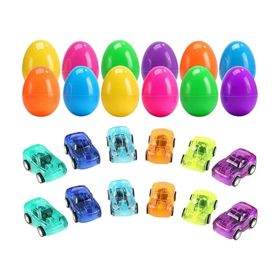 Easter Eggs Filled with Pullback Vehicles Toys, Easter Egg Hunt Party Favor Easter Gifts for Boys,12 Sets Mini Pull Back Cars, Party Favors for Kids Small Pull Back Race Cars for Kids Toddlers