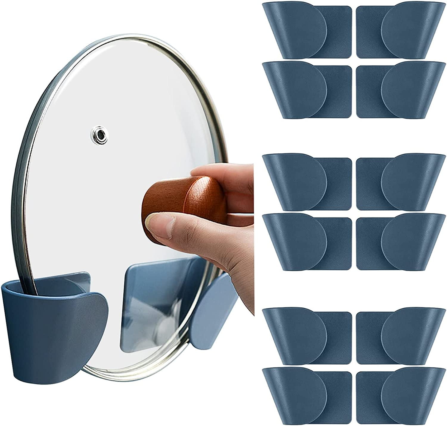 Pot Lid Organizer, Pot Pan Lid Organizers Holder Inside Door, Wall Mount (Set Of 6 Pairs