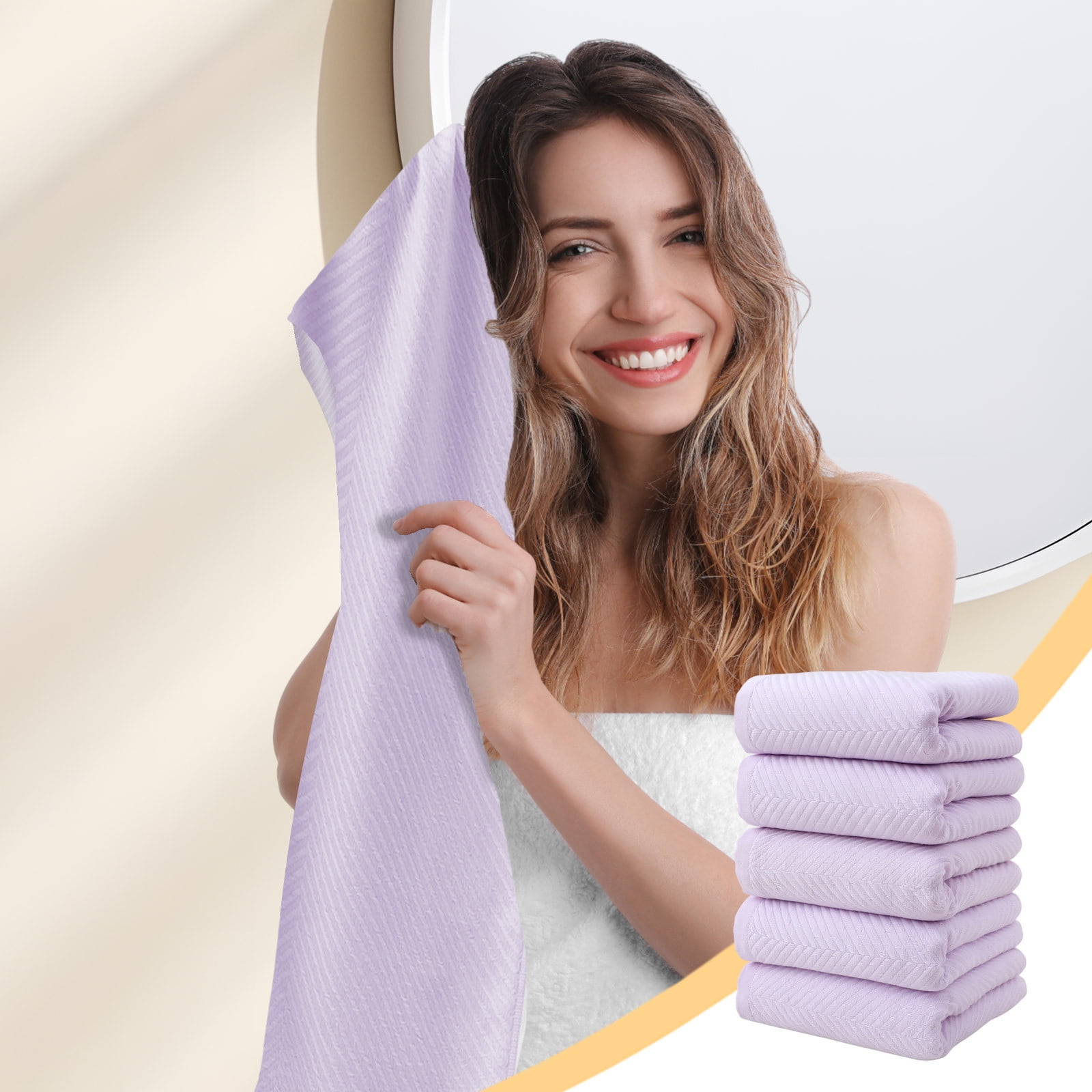 RBCKVXZ Microfiber Washcloths 5 Pack, 14x29 Inch Thin Highly Absorbent and Soft Face Towel for Bathroom, Hotel, Spa, Gym, and Kitchen, Purple