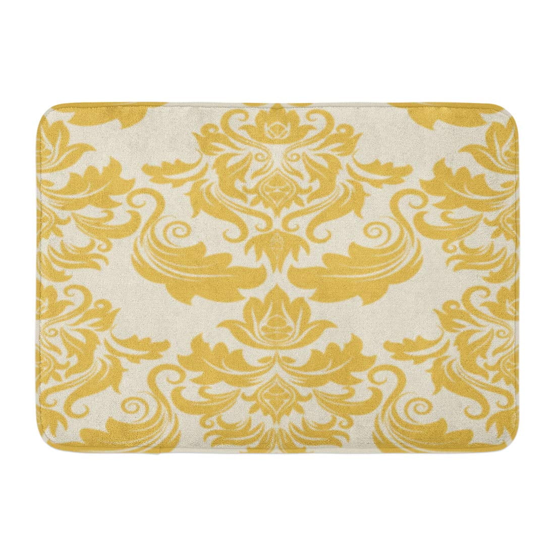 GODPOK Ornate Yellow Vintage Swatch Design Brown Floral Flower Rug