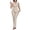 Beige, variant on Women's Formal Regular Fit Two-Piece Set, Sleeveless V-Neck Peplum Top with Matching High Waist Flared Pants, Elegant Outfit for Special Occasions