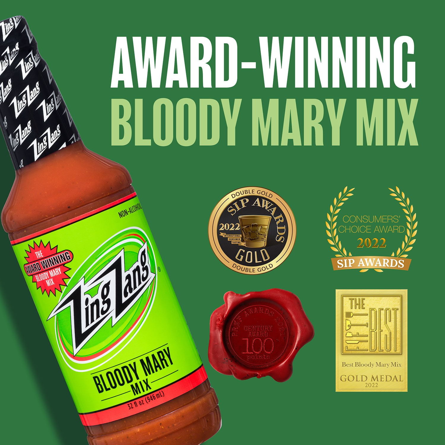 Zing Zang Non-Alcoholic Bloody Mary Mix, 32 fl. oz. bottle, 6 pk