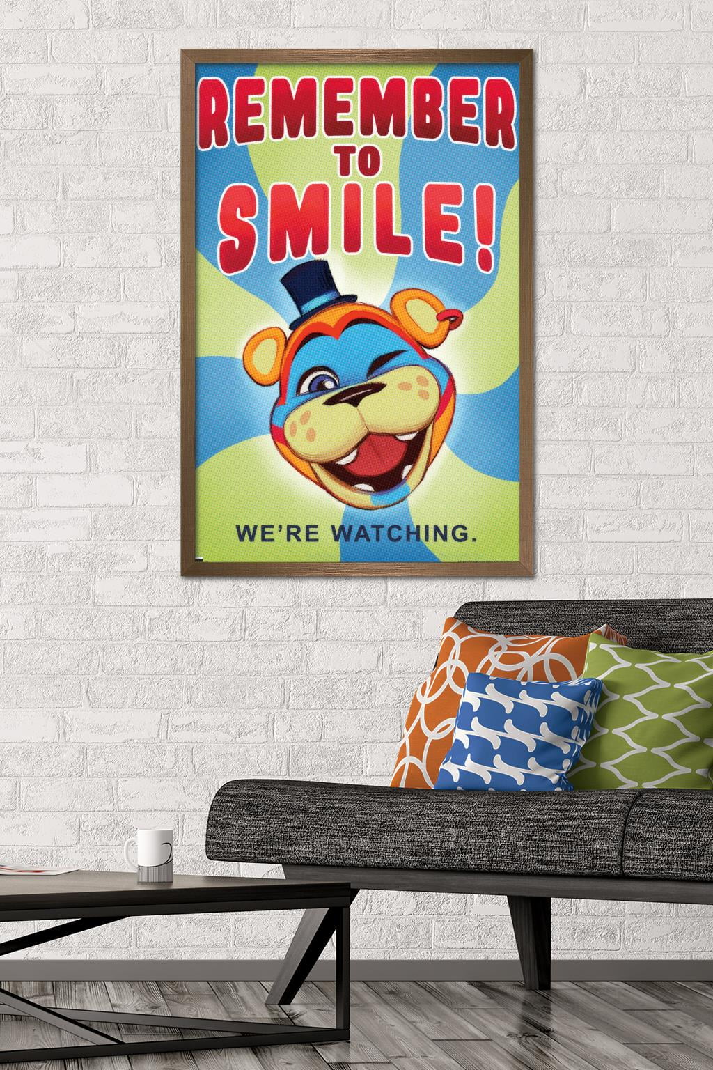 Five Nights at Freddy's: Security Breach - Remember To Smile Wall Poster, 22.375" x 34" Framed