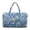 Blue Leaves Floral Print, variant on Uourmeti Blue Butterfly Pattern Quilted Duffle Bag, Large Capacity Adjustable Strap Weekender Bag Polyester Fabric Quilted Duffle Bags for Vacation Getaways