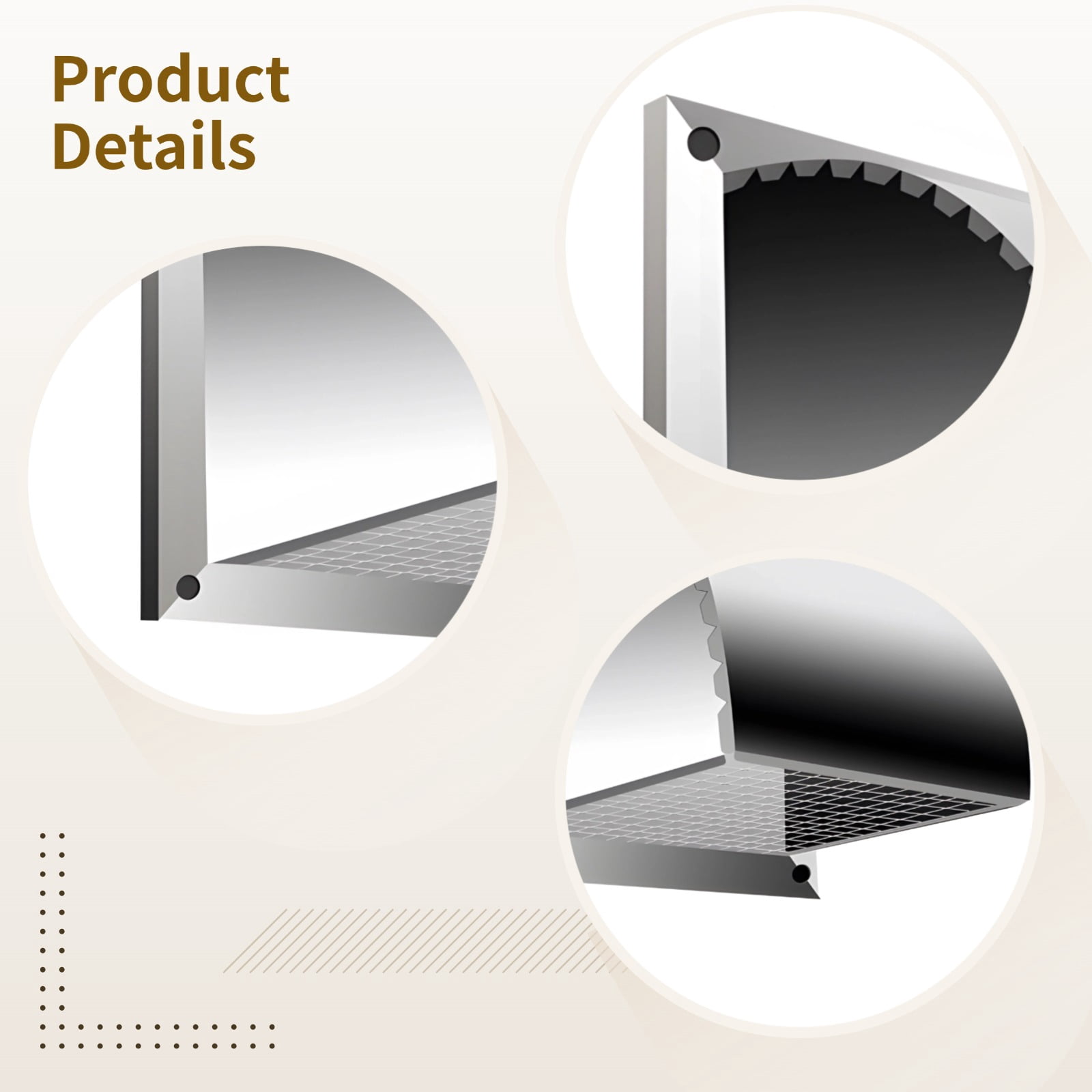 4-Inch Stainless Steel Dryer Vent Cover – Outdoor Exhaust Vent with Protective Mesh, Rust‑Resistant, Rain Hood Design, Easy Install for Houses & Buildings, 9.84" x 7.87" x 4.92"