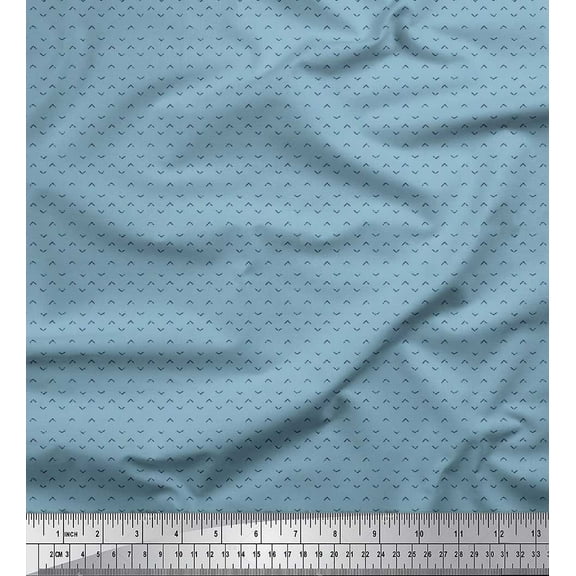 Soimoi Brown Rayon Crepe Fabric Alphabet V Text Decor Fabric Printed Yard 46 Inch Wide