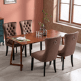 thumbnail image 4 of Set of 2 Velvet Fabric Dining Chairs Luxury Tufted Back with Nailed Trim and Back Ring Pull Home Kitchen Dining Room Chairs Armless Accent Side Chairs Solid Rubber Wood Legs, 4 of 8