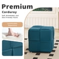 thumbnail image 6 of Corduroy Ottoman Foot Rest, Square Upholstered Stool with High-Density Foam and Wood Frame, 300 Lbs Capacity, Multi-Purpose Footstool for Living Room Bedroom Nursery, Blue, 6 of 11