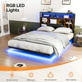 thumbnail image 4 of UBesGoo Floating Bed Frame Full Size with Storage Headboard, Metal Platform Bed with LED and Charging Station for Bedroom, Black, 4 of 10