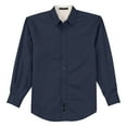 thumbnail image 5 of Mens Tall Long Sleeve Cotton/Polyester Easy Care Shirt Navy/ Light Stone 4X-Large Tall, 5 of 6