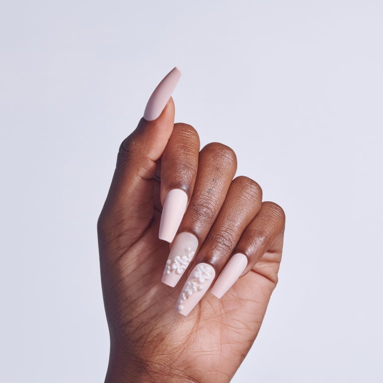 Kiss Luxe Press On Nails, Wandering Tide, Long Coffin, Beige photo 2