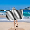 thumbnail image 2 of Yayeee Kids Hooded Towel with Hand Pockets Beach Soft Absorbent Bath Wrap 50 x 23.5 inch, Black and White Geometric, 2 of 5