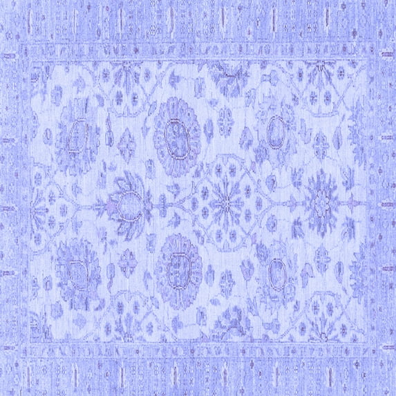 Ahgly Company Machine Washable Indoor Square Oriental Blue Traditional Area Rugs, 7' Square