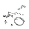 thumbnail image 1 of Brass Kitchen Folding Faucet Pot Filler Faucet Two Holes Wall Mount Faucet Hot And Cold Mixer Tap With Kitchen Sprayer ,Easy to Install, 1 of 7