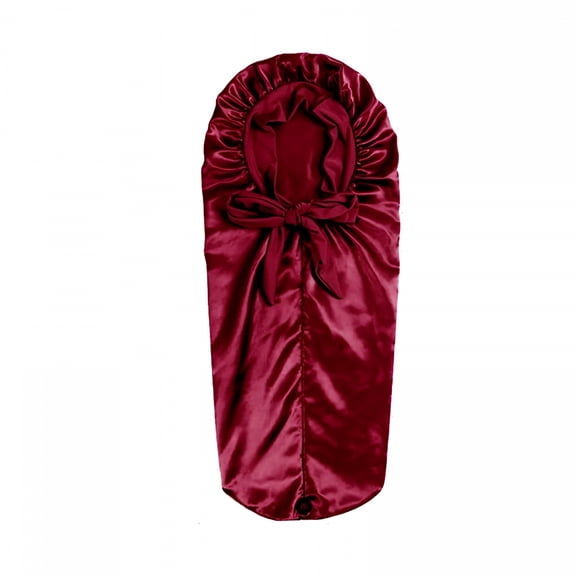 TELOLY Extra Long Satin Bonnet for Women,Adjustable Braid Bonnet with Tie Band,Double Layer Elastic Silk Bonnet for Braids Hair Sleeping Cap (Red)
