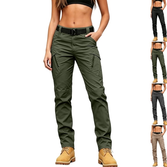 Womens Waterproof Cargo Pants Quick Dry Hiking Work Trousers with Pockets Green XXL