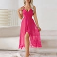 thumbnail image 2 of Wensltd Women Nightgowns Mesh Backless Sleeveless Spaghetti Strap Deep V Neck Full Length Nightgowns Soft Hot Pink, 2 of 4