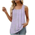 thumbnail image 2 of Tank Tops for Women Sleeveless Square Collar Print Casual Loose T-shirt Purple S, 2 of 5