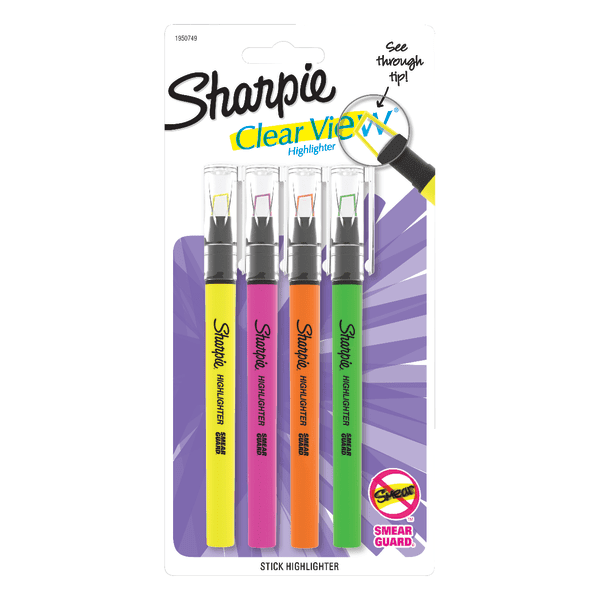 Sharpie, SAN2128213, Clear View Highlighter Pack, 4 / Pack