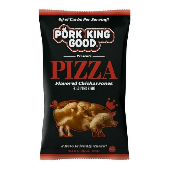 Pack of 12, Pork King Good Pepperoni Pizza Flavored Pork Rinds, 1.75 oz