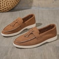 thumbnail image 5 of Suede Loafers for Women Dressy Fringe Slip on Flat Shoes Casual Lightweight Outdoor Walking Driving Shoes Coffee Size 6.5, 5 of 8