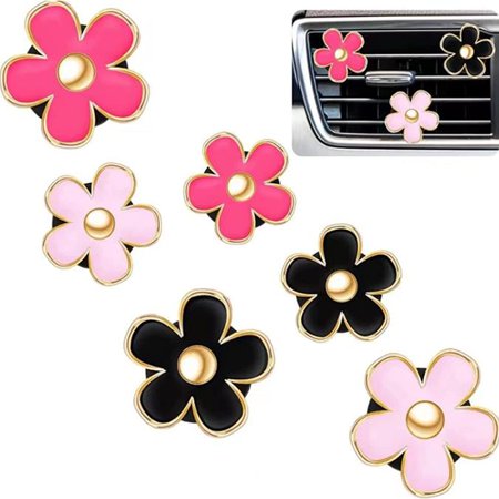 6 Pcs Daisy Flower Air Vent Clip Cute Car Air Fresheners Vent Clips Car Interior Decor for Women - A