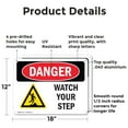 thumbnail image 2 of (2 Pack) Watch Your Step OSHA Danger Sign 18 Inch X 12 Inch Indoor / Outdoor Rust-Free Aluminum Metal Signs for Workplace, Workshop, and Construction Site, Made in the USA, 2 of 8