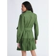 thumbnail image 3 of Free Assembly Women's Belted Bubble Hem Cotton Mini Dress with Long Sleeves, Sizes XS-XXL, 3 of 5