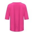 thumbnail image 5 of WTXUE Cotton Tops Basic Tees Casual 3/4 Sleeve T-Shirts Round Neck Tunic Tops Basic Tees Loose Fit Blouses Solid Color Pullover Cute Blouses Nice Shirts Spring Blouses for Women Hot Pink Xl, 5 of 5