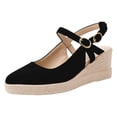 thumbnail image 6 of Modisza Pointed Closed Toe Wedge Sandals for Women Casual Slingback Suede Espadrilles Slip on Walking Shoes for Ladies Work size 6.5 Black, 6 of 7
