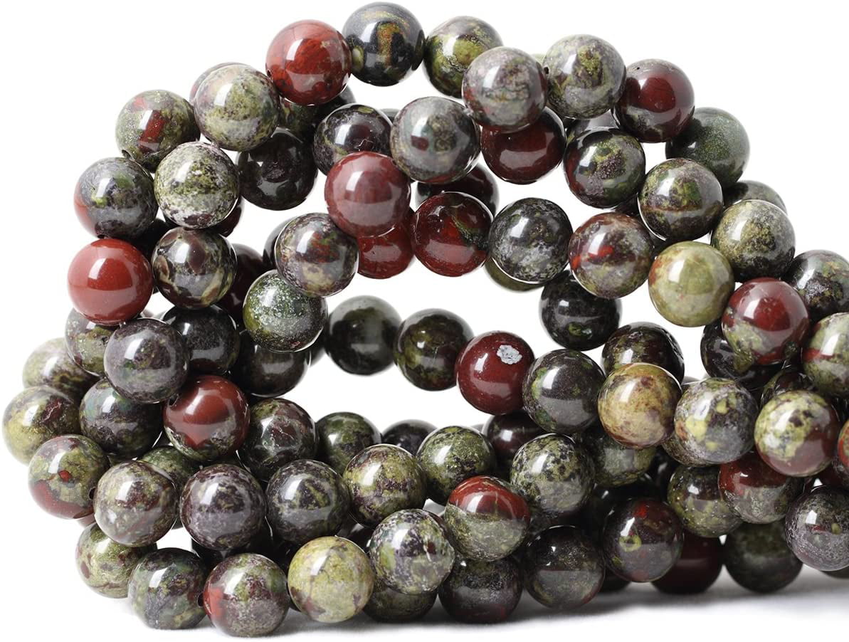 A Green Natural Stone Red Dragon Blood Jasper Beads for Jewelry Making DIY 15" 