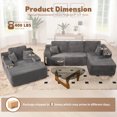 thumbnail image 3 of XIZZI Modular Sectional Sofa Couch Set, Deep Seat L-Shape Upholstered Couch & Large Sofa Bed, Modern Minimalist Couches for Living Room, Bedroom, Right Chaise, Gray - Corduroy Fabric, 3 of 11