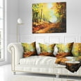 thumbnail image 3 of Designart Autumn Forest Pathway - Landscape Printed Throw Pillow - 18x18, 3 of 5