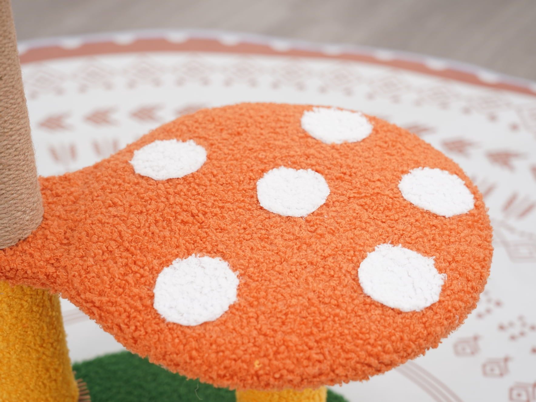 Vibrant Life 3-Level 24.8" Mushroom Stylish Cat Perch with Scratching Post, Orange & Green