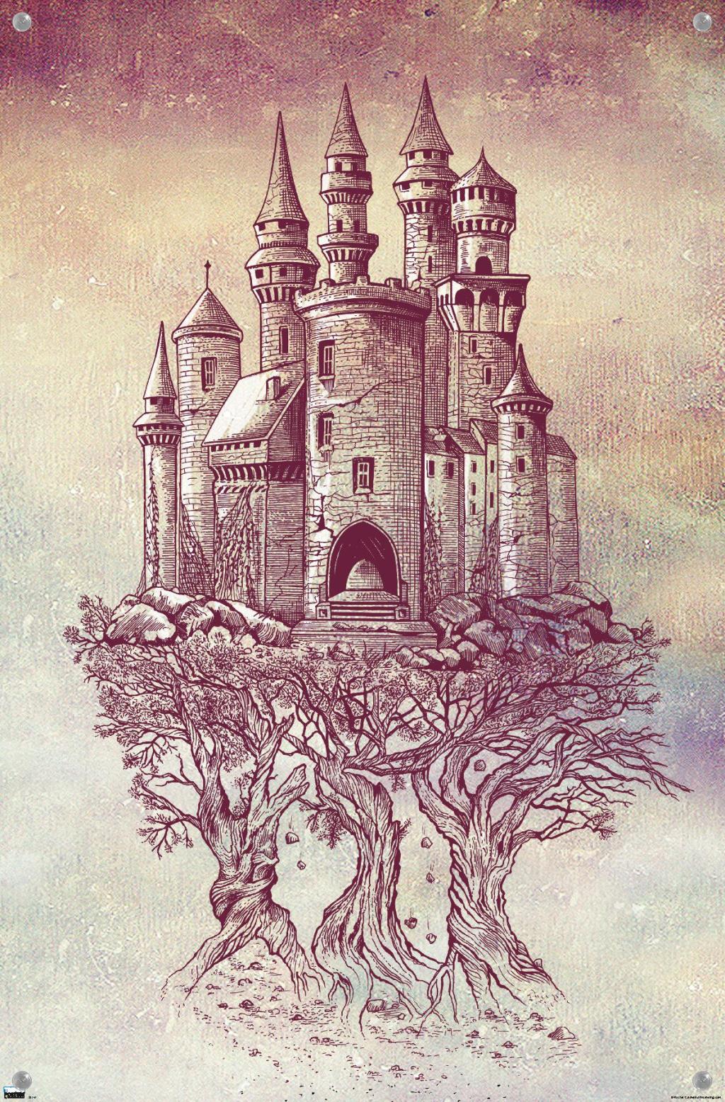 Rachel Caldwell - Castle in Trees Wall Poster with Push Pins, 14.725" x 22.375"