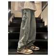 thumbnail image 4 of Men's Stars Pattern Denim Pants With Pockets Casual Breathable Cotton Straight Jeans, 4 of 7