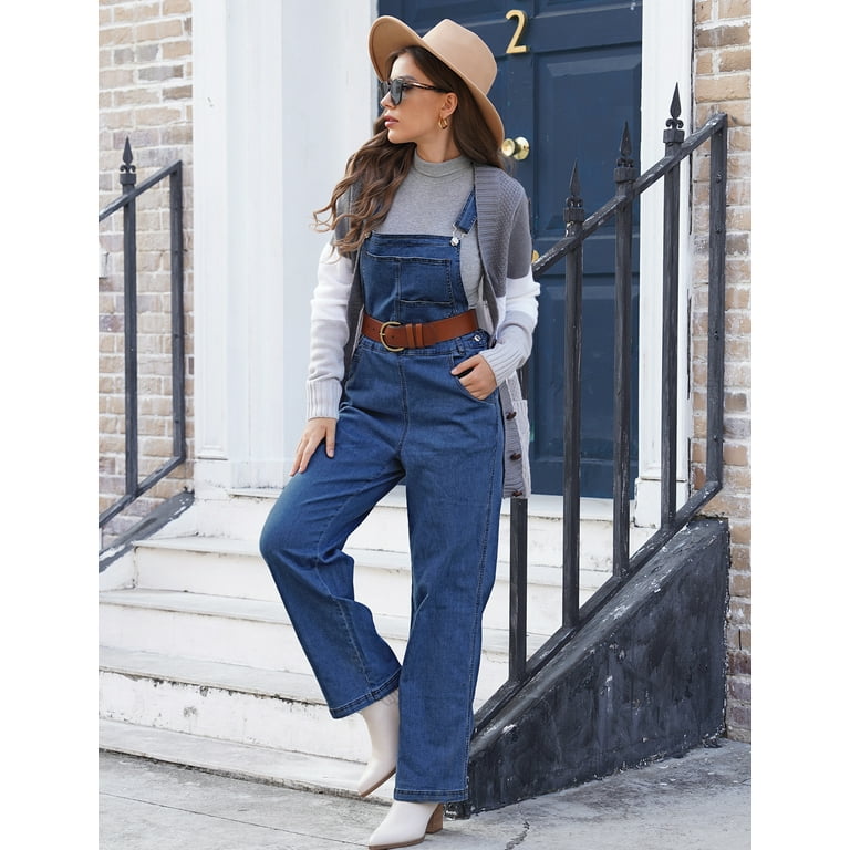 Vetinee Women's Classic Jeans Overall Jumpsuits Casual Baggy Denim