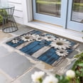 thumbnail image 2 of Blue White Daisy Doormat Outdoor Entrance 20"x31.5", Vintage Farmhouse Butterfly Floral Wood Absorb Moisture Dirt Door Mats, Non-Slip Rubber Backing Floor Mats Indoor, Low-Profile Front Door Rugs, 2 of 9