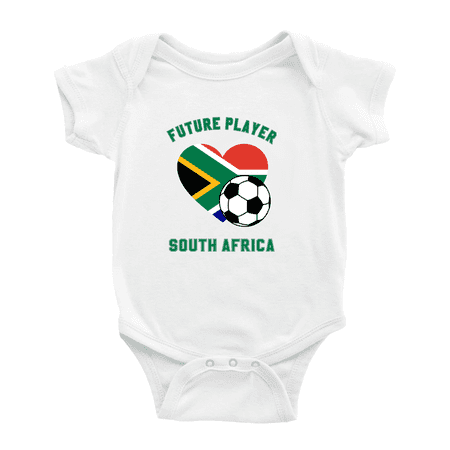 

Future Soccer Player South Africa Soccer Fan Boy Girl Bodysuits (White 18-24 Months)