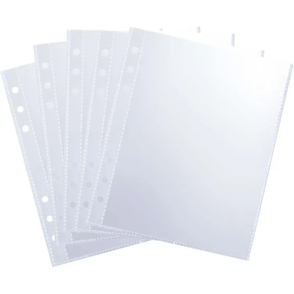 50 Pack 100 Pocket 5X7Â?Clear Page Protectors For A5 Binder 6 Ring Double-Sided